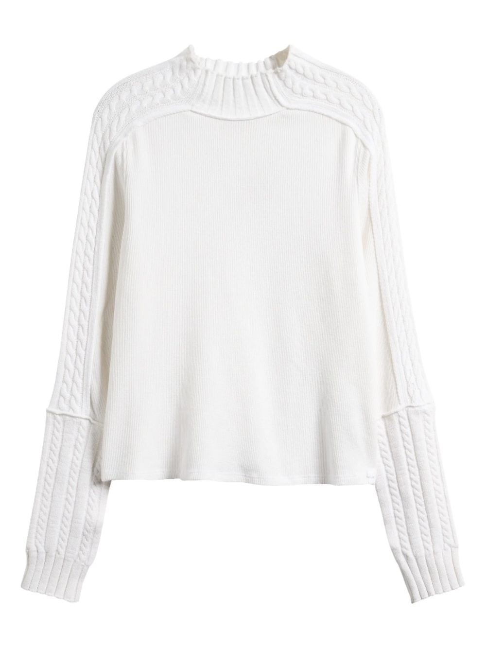 Free People WTF Breezy Cable Knit Mock Neck Sweater - size XS - NWT